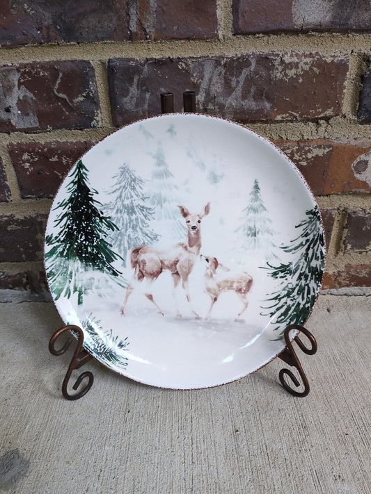 Robert Stanley Aspen Cove Tableware 8.5" Plates Set Of 4 Deer Winter Scene